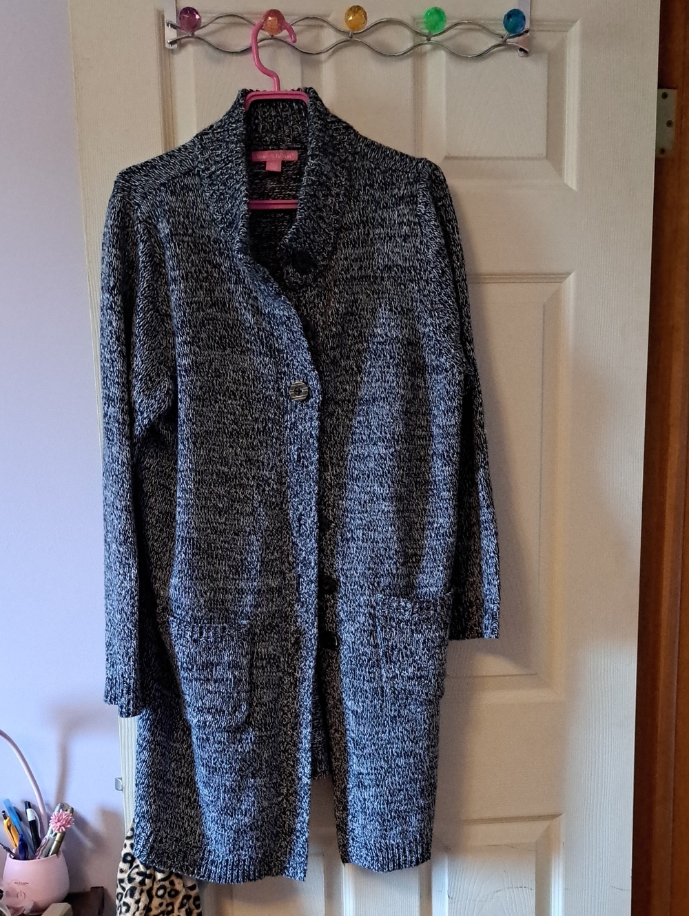 Woman Within Gray Marled Long Cardigan Sweater